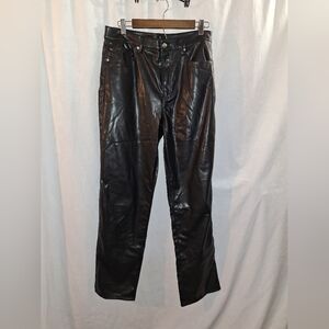 Divided Black Straight Leather Pants